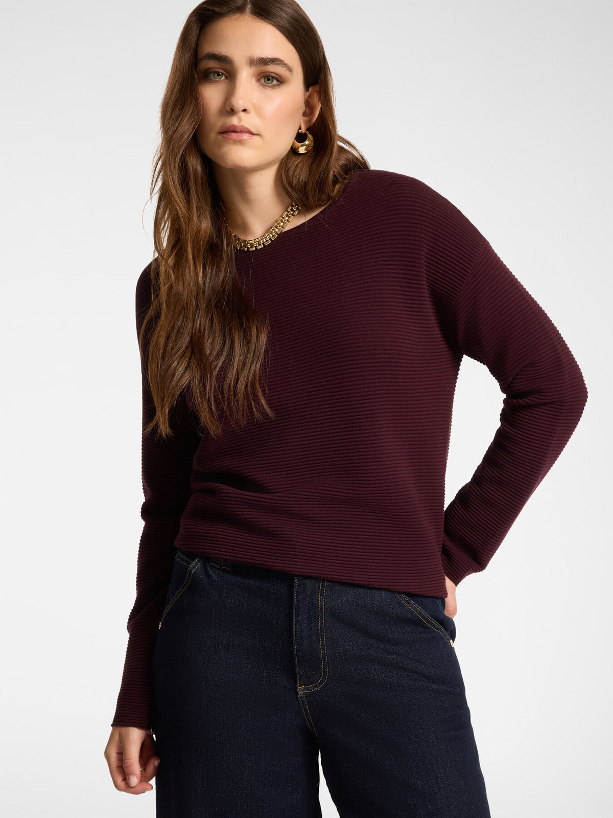 Maglia con Collo Staccabile Bordeaux - Elena Mirò