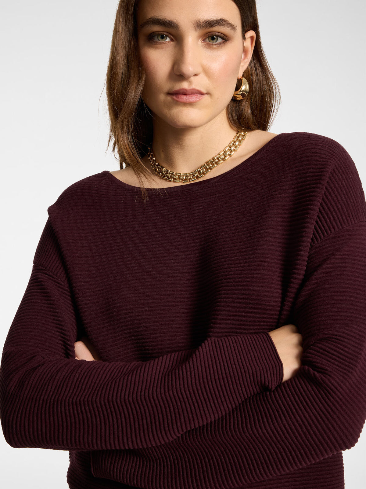 Maglia con Collo Staccabile Bordeaux - Elena Mirò