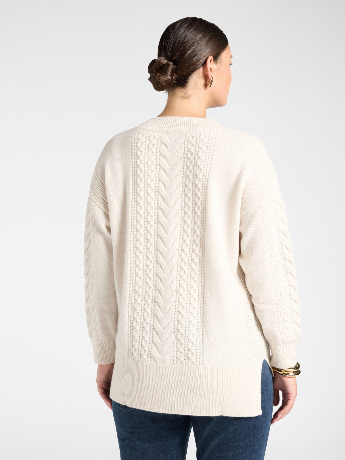 Maglia in Pura Lana Lavorazione Trecce Beige - Elena Mirò