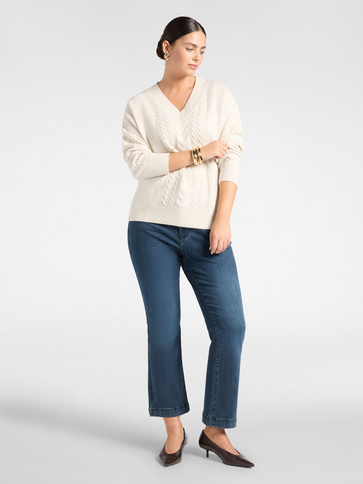 Maglia in Pura Lana Lavorazione Trecce Beige - Elena Mirò