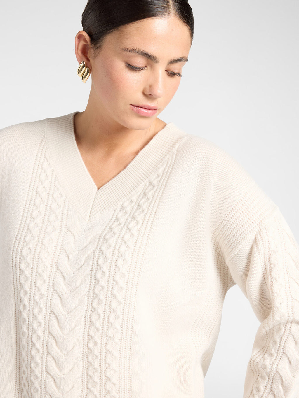Maglia in Pura Lana Lavorazione Trecce Beige - Elena Mirò