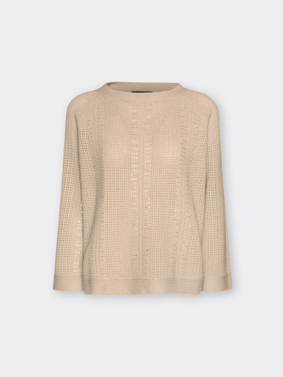 Maglia Misto Lana À-jour con Scollo a Barchetta Beige - Elena Mirò