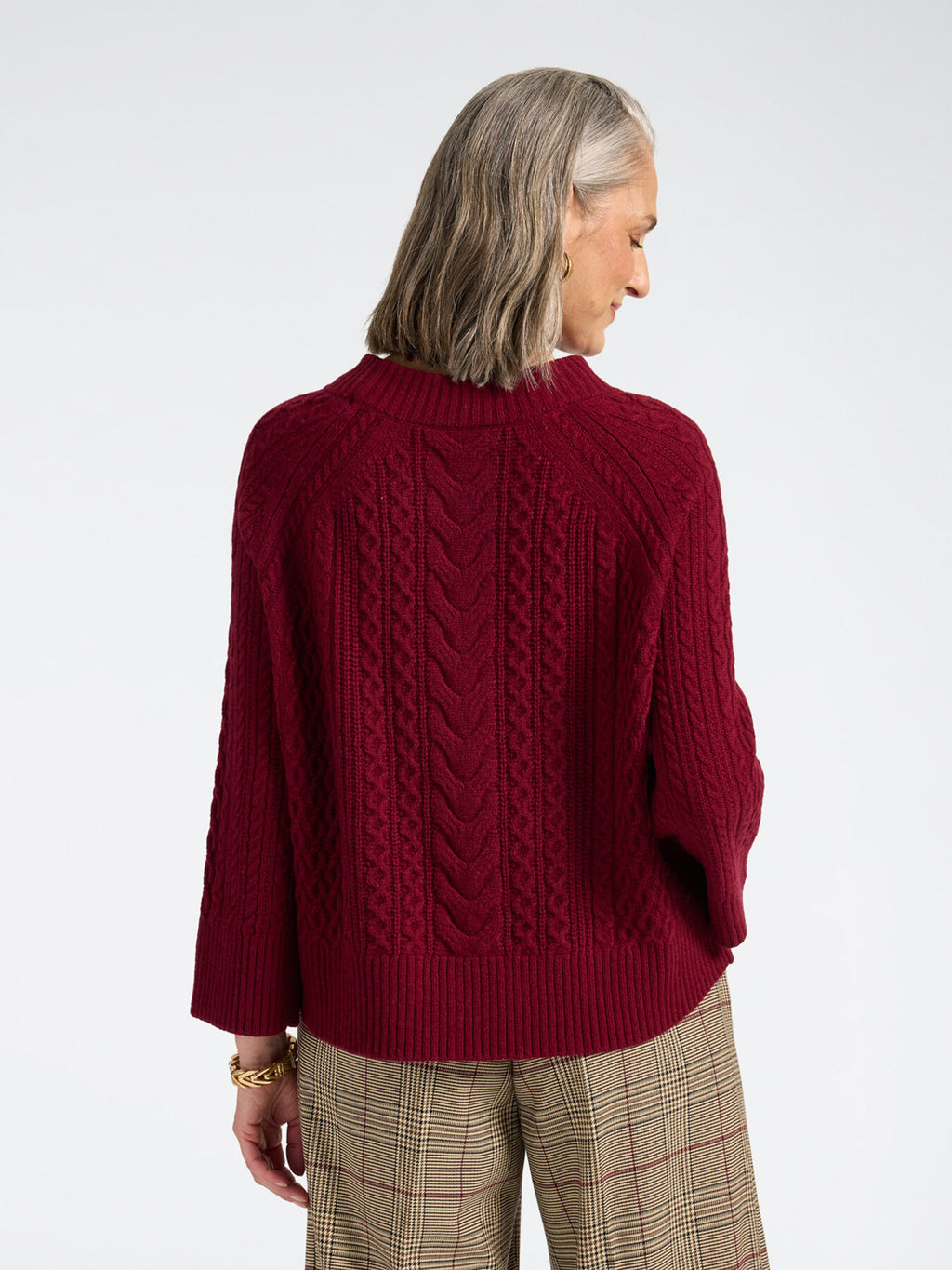 Maglia a Trecce in Pura Lana Bordeaux - Elena Mirò