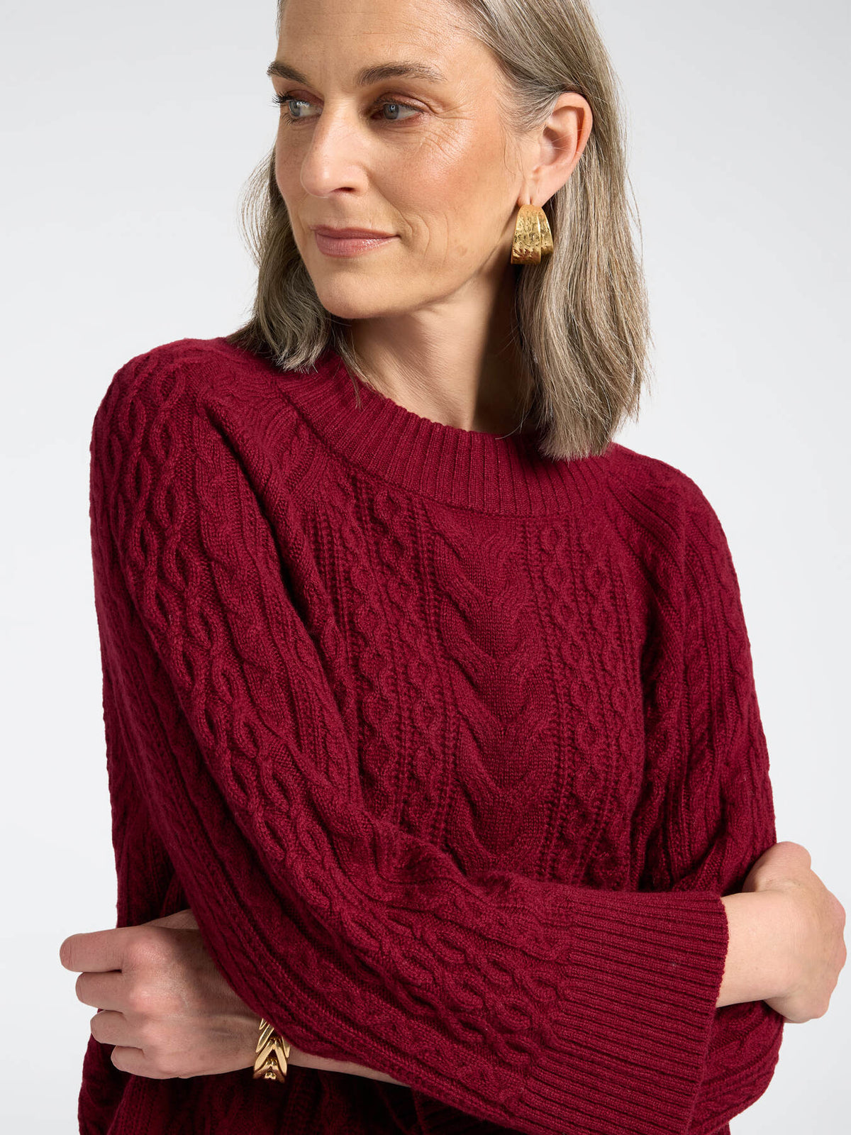 Maglia a Trecce in Pura Lana Bordeaux - Elena Mirò