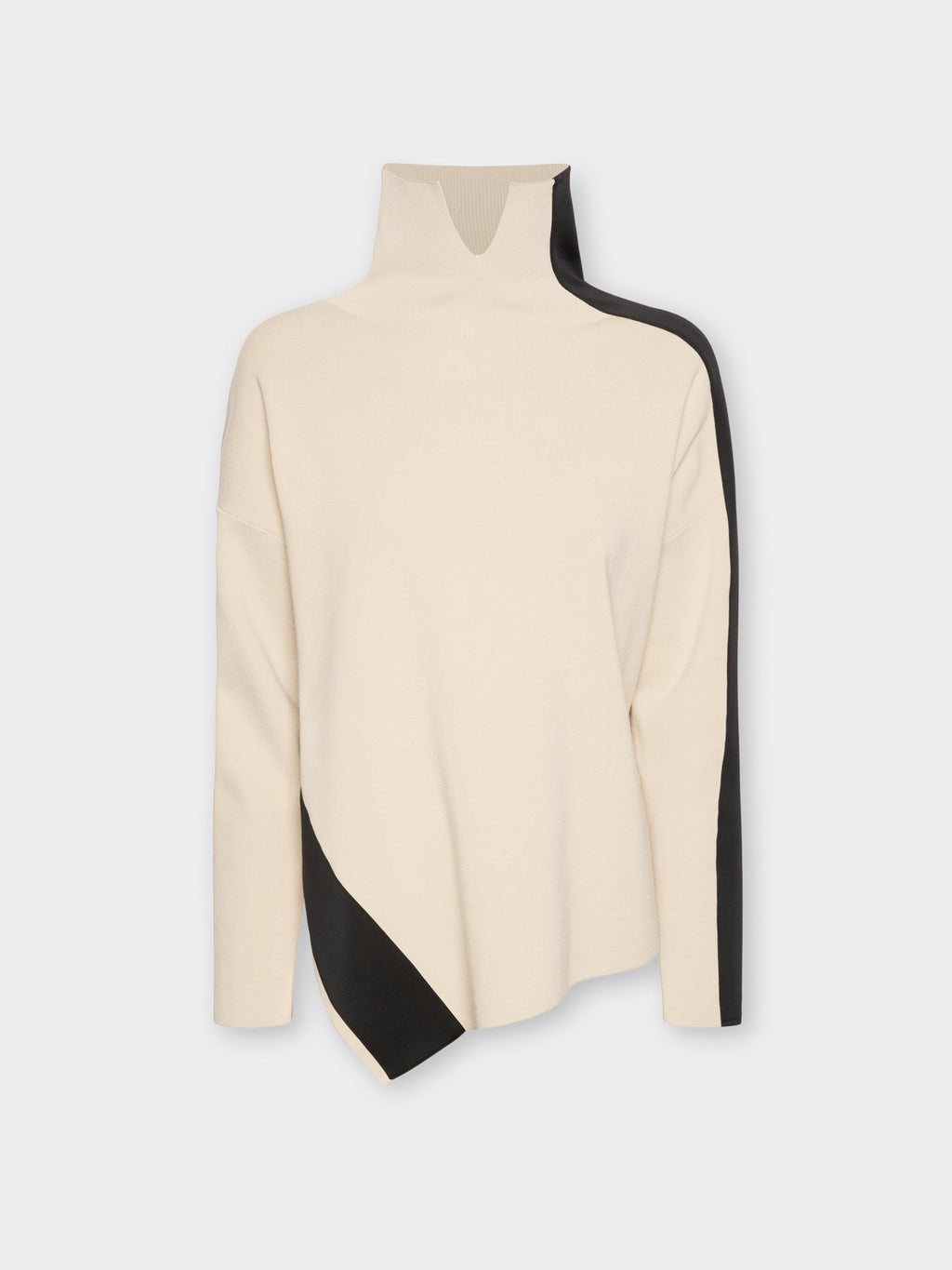 Maglia Dolcevita con Bordo Asimmetrico Beige - Elena Mirò