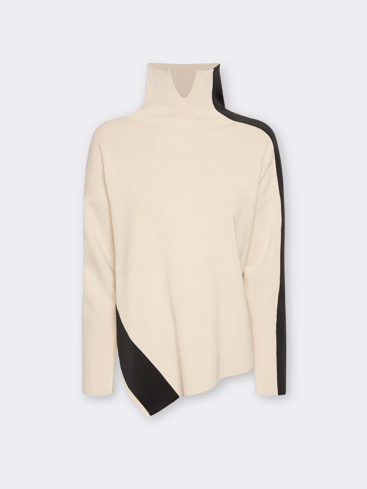 Maglia Dolcevita con Bordo Asimmetrico Beige - Elena Mirò