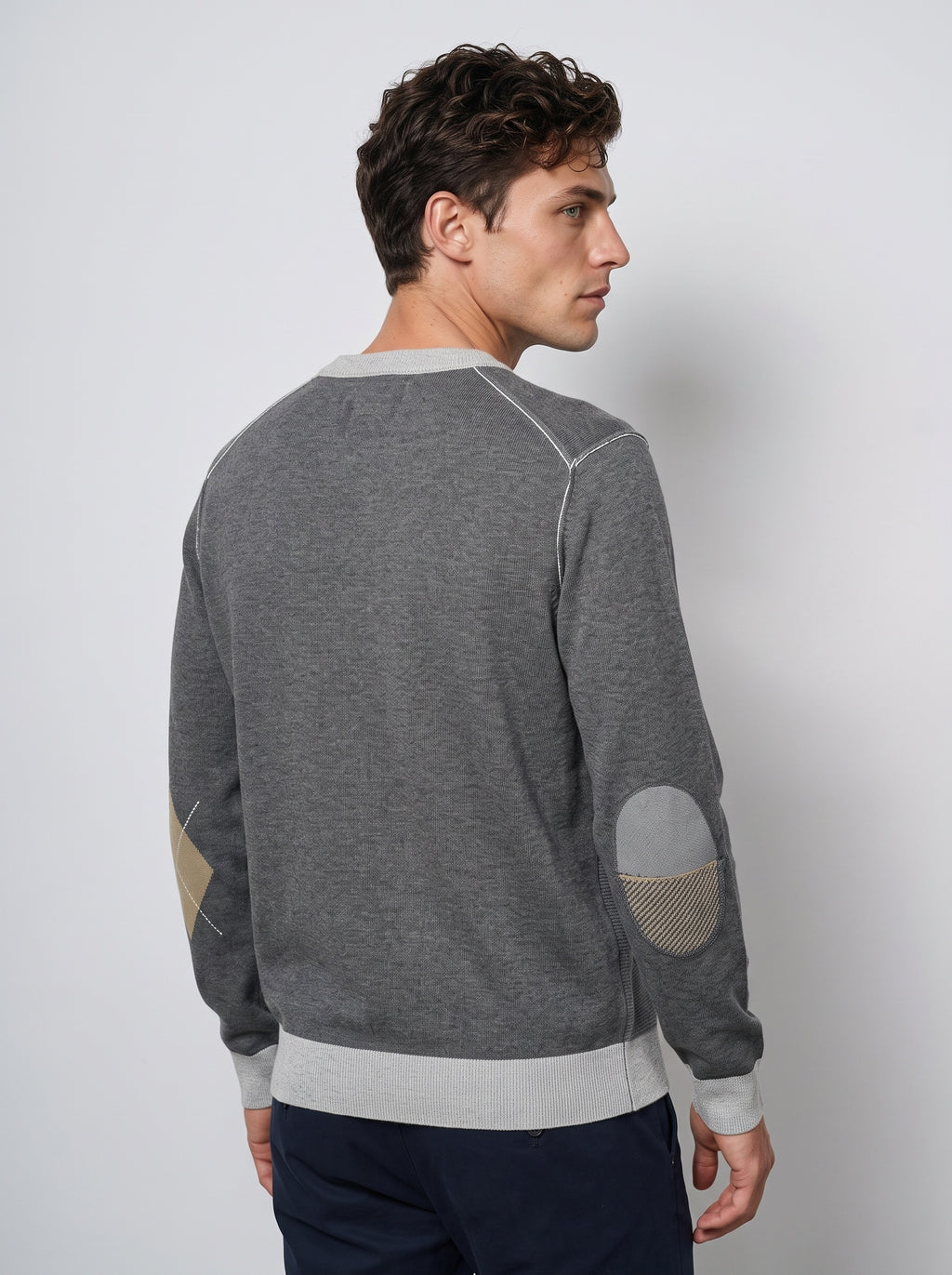 Maglione Girocollo Vanisé con Toppe Grigio - MARKUP