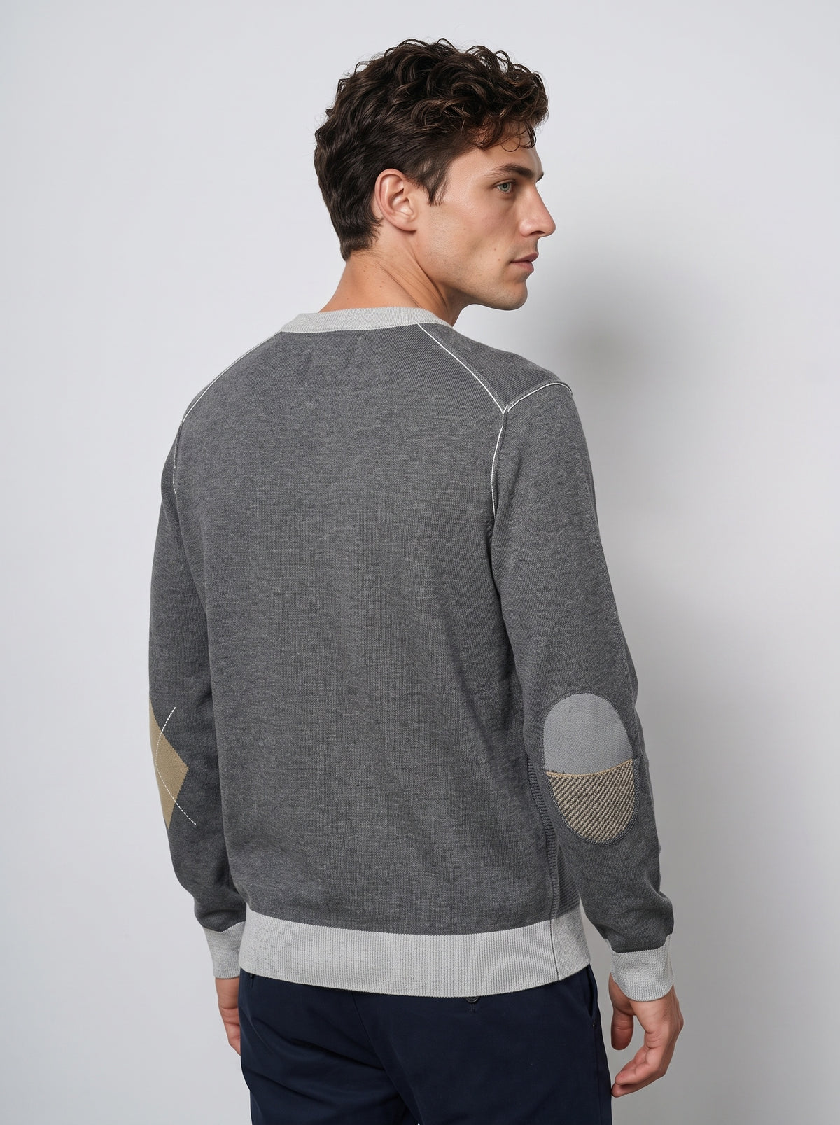 Maglione Girocollo Vanisé con Toppe Grigio - MARKUP