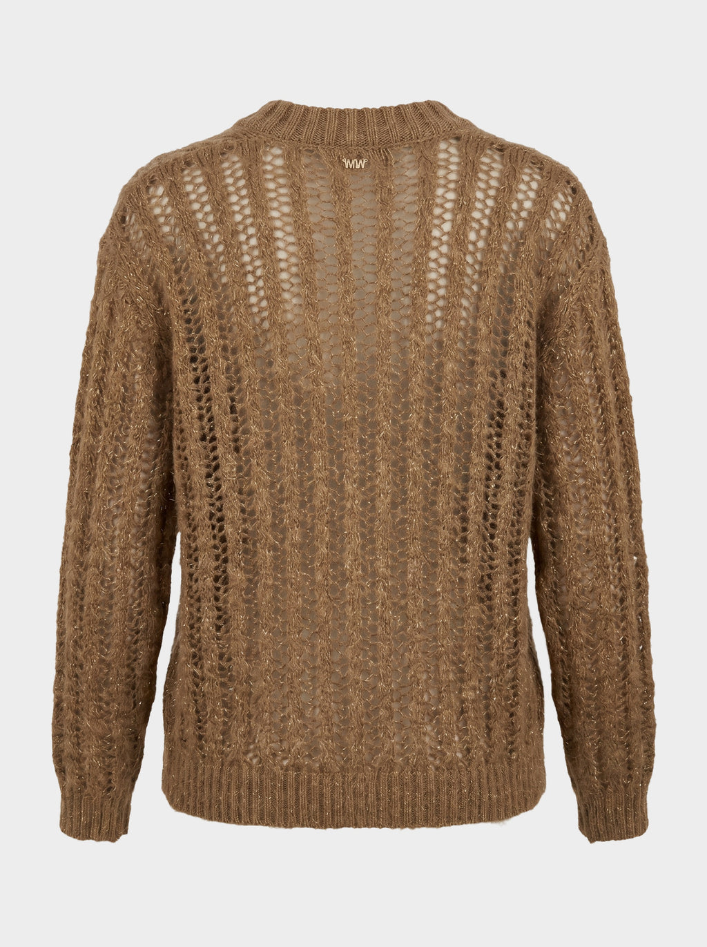 Cardigan Traforato a Trecce in Filo Lurex Mogano - MARKUP