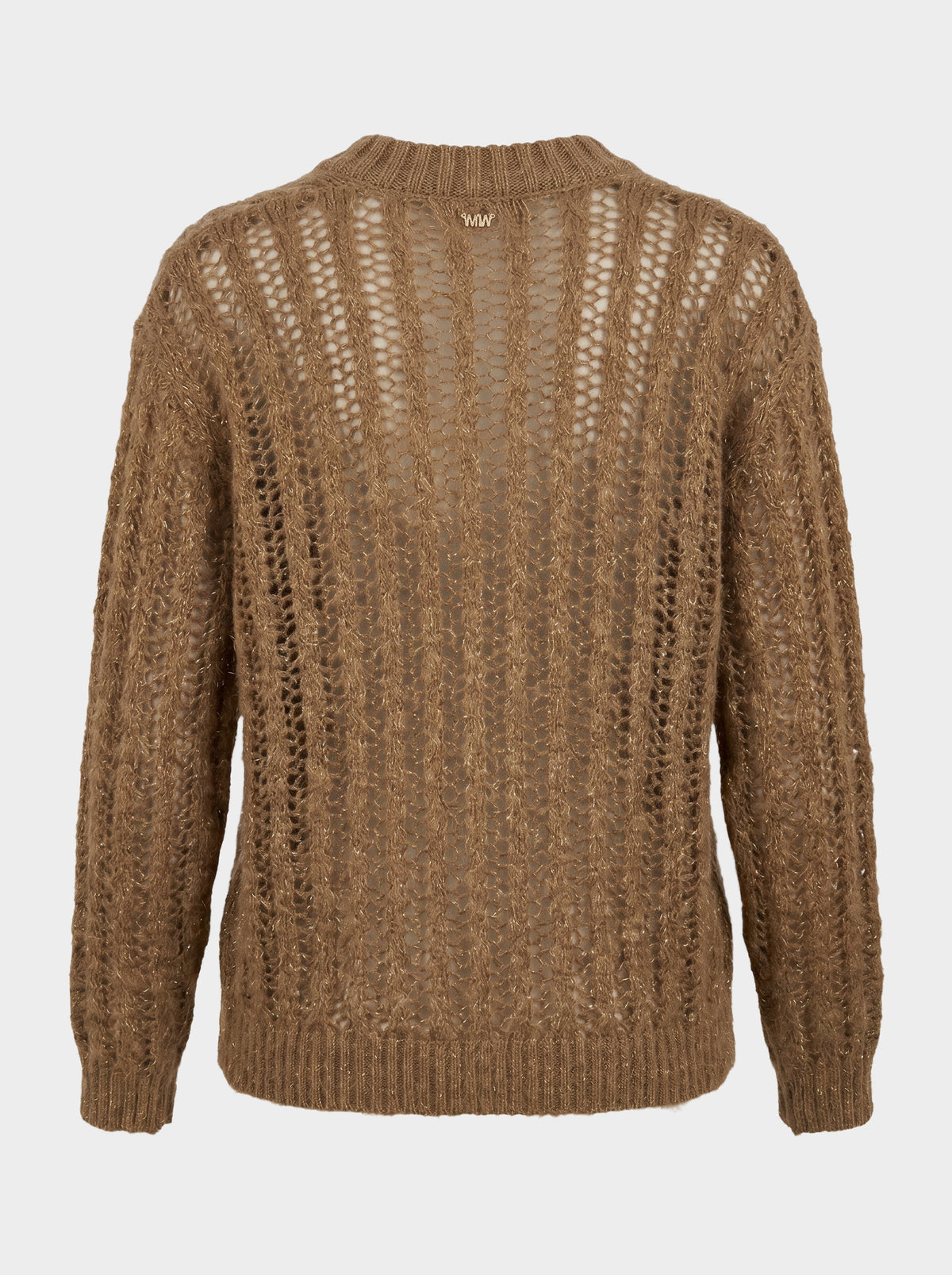 Cardigan Traforato a Trecce in Filo Lurex Mogano - MARKUP