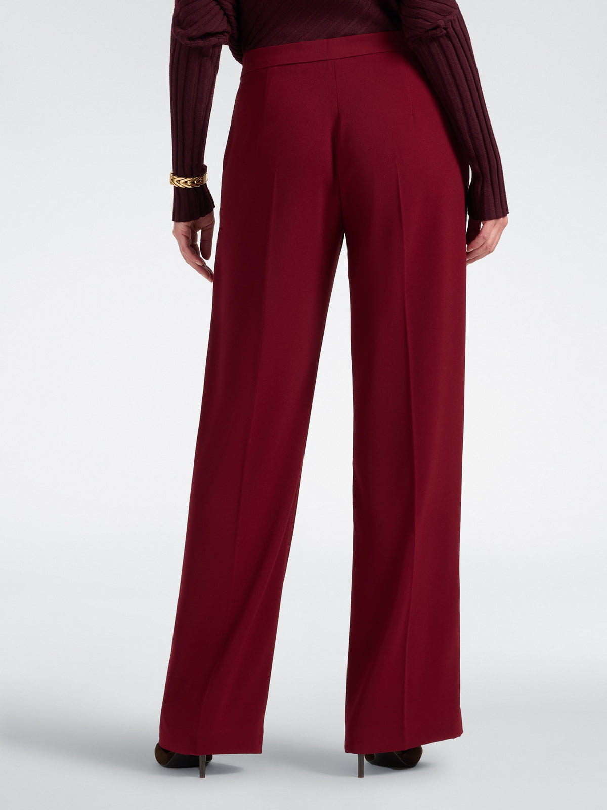 Pantaloni Palazzo in Crêpe Misto Cotone Bordeaux - Elena Mirò