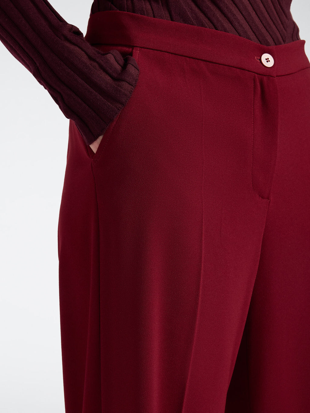 Pantaloni Palazzo in Crêpe Misto Cotone Bordeaux - Elena Mirò
