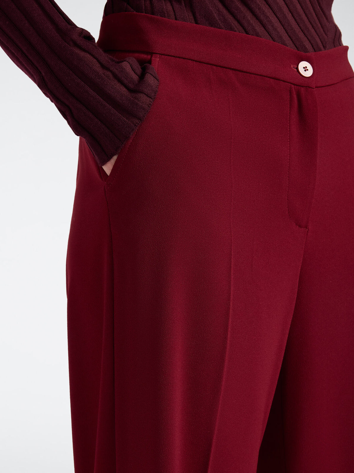 Pantaloni Palazzo in Crêpe Misto Cotone Bordeaux - Elena Mirò