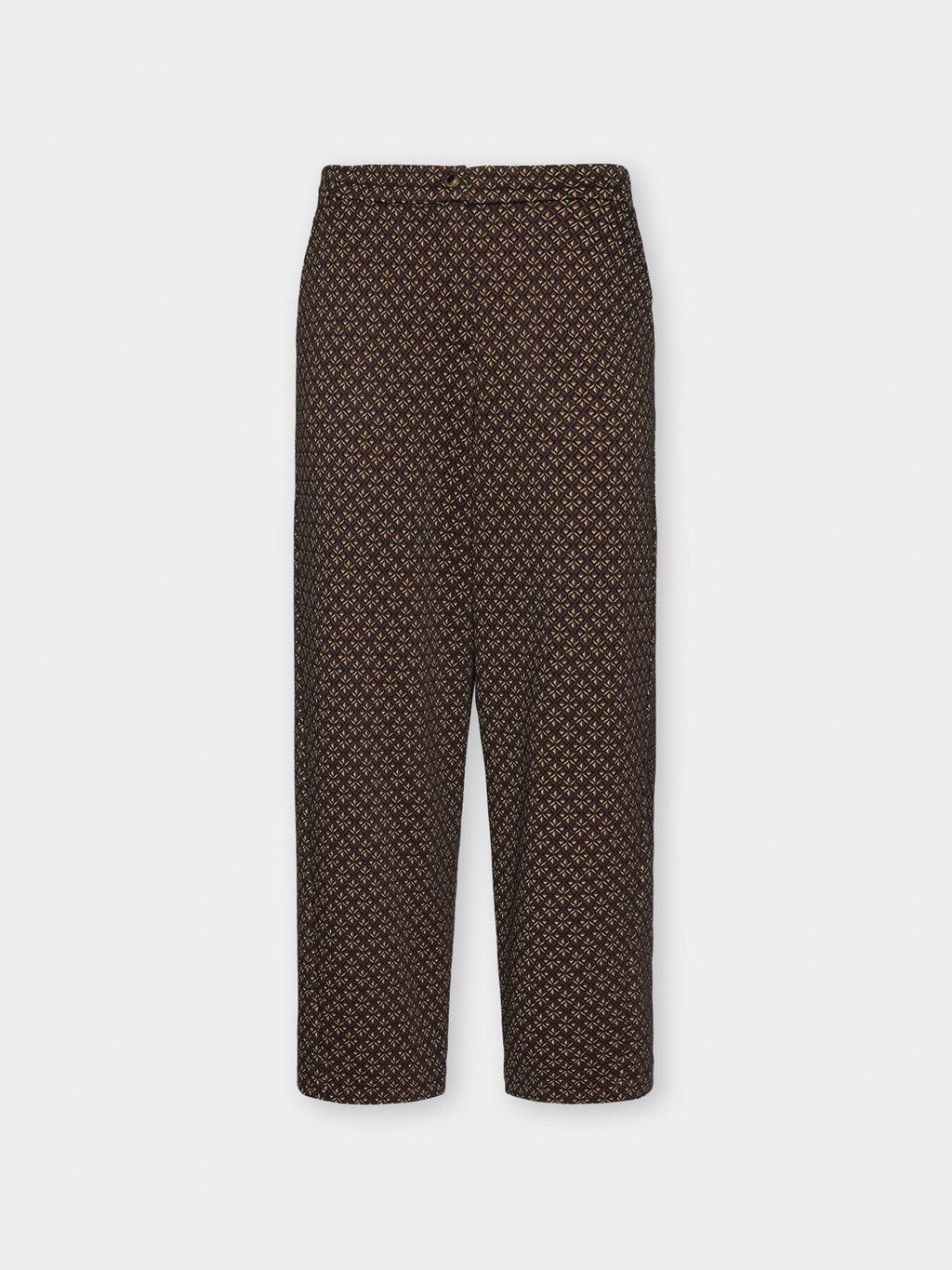 Pantaloni Cropped in Flanella Jacquard Marrone - Elena Mirò