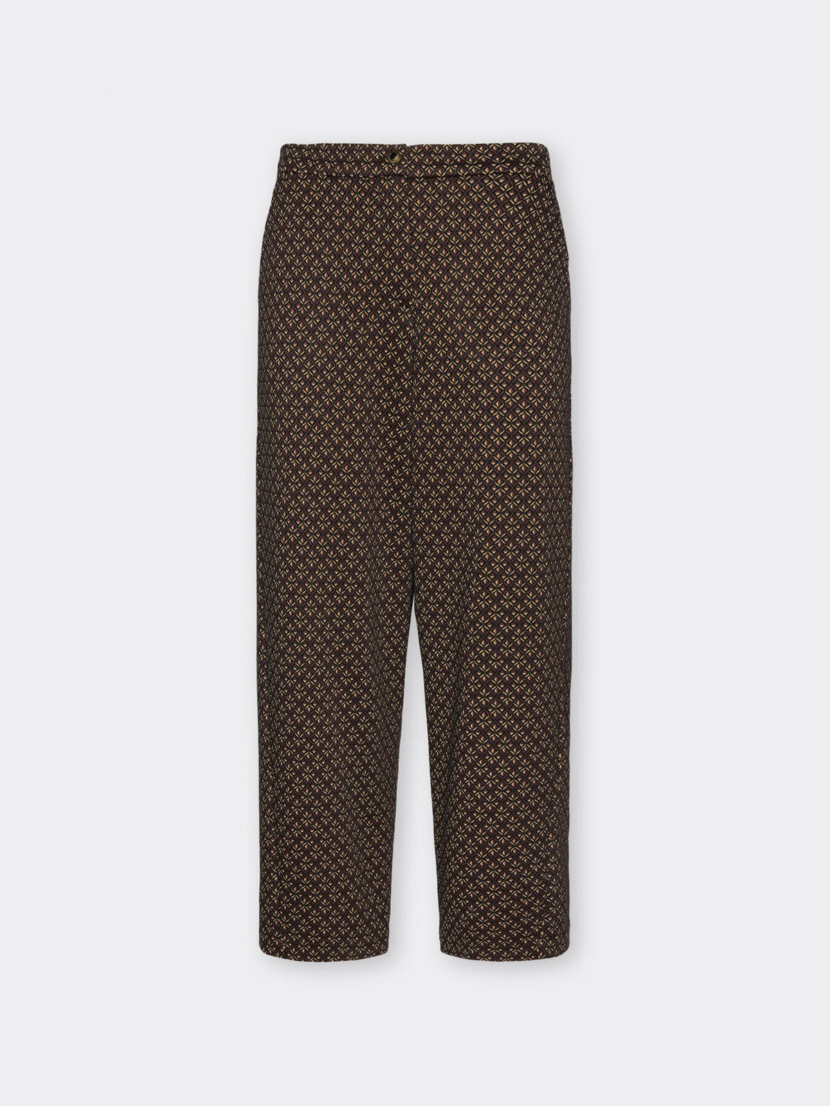 Pantaloni Cropped in Flanella Jacquard Marrone - Elena Mirò