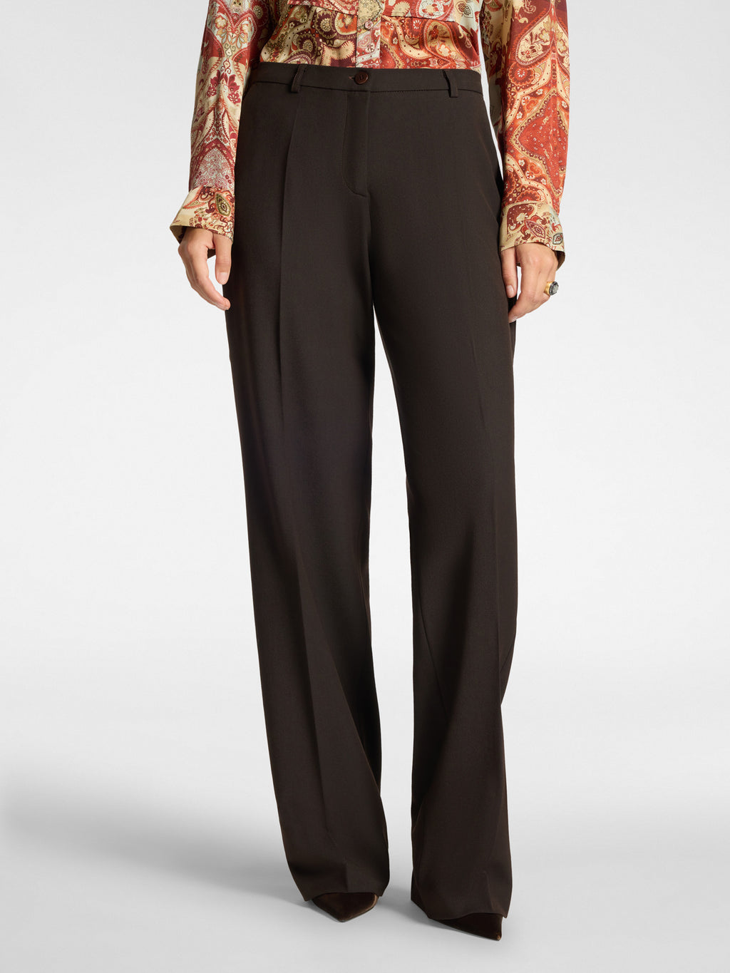 Pantaloni Palazzo Misto Lana Marrone - Elena Mirò