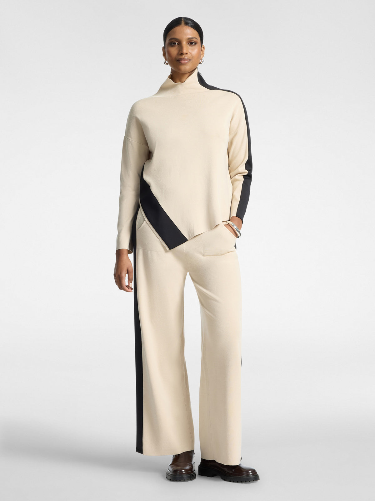 Pantaloni Palazzo in Maglia con Coulisse Beige - Elena Mirò