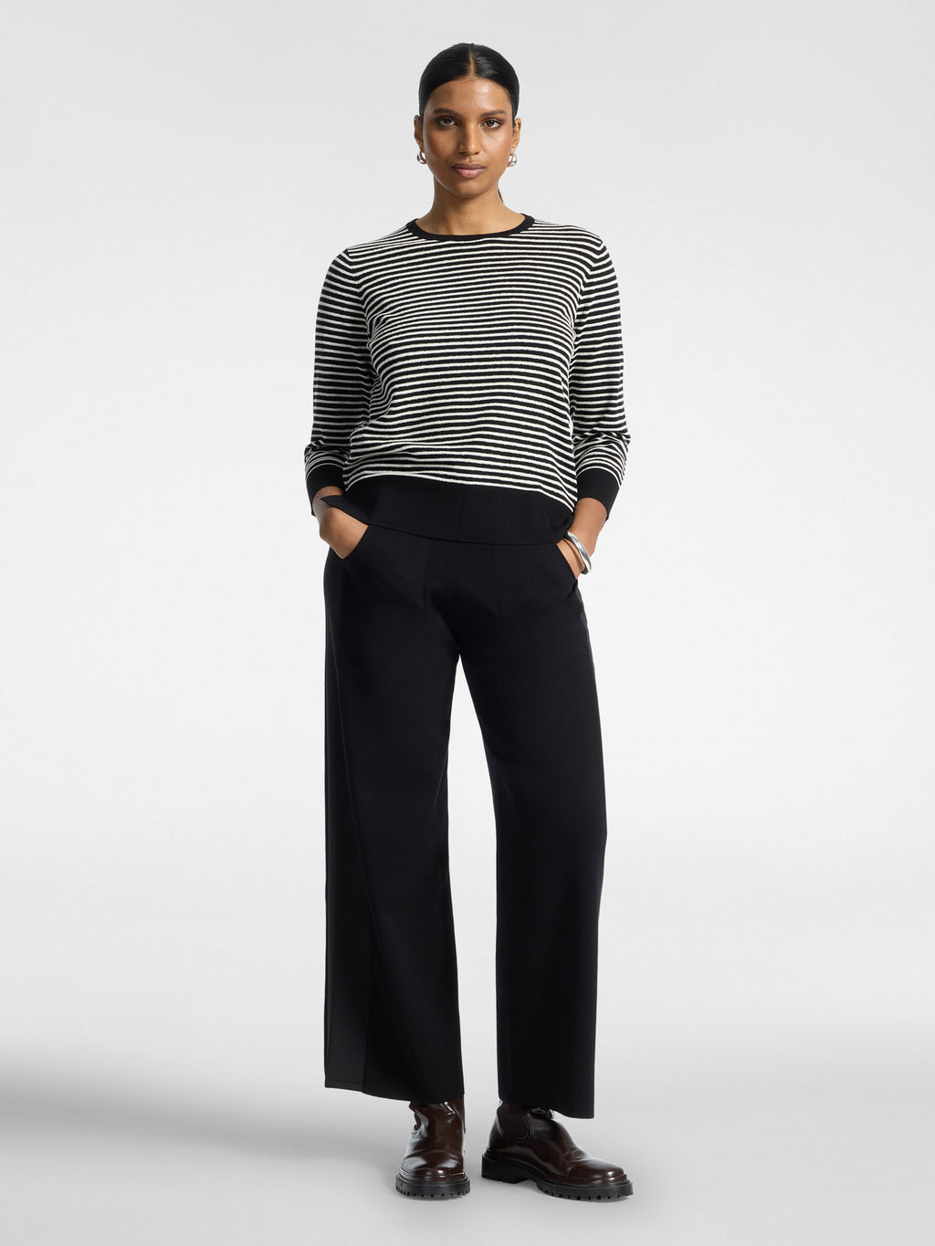 Pantaloni Palazzo in Maglia con Coulisse Nero - Elena Mirò
