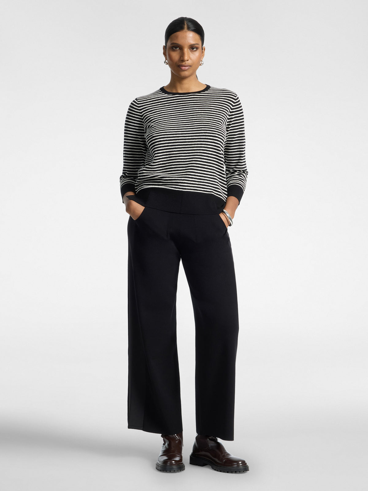 Pantaloni Palazzo in Maglia con Coulisse Nero - Elena Mirò