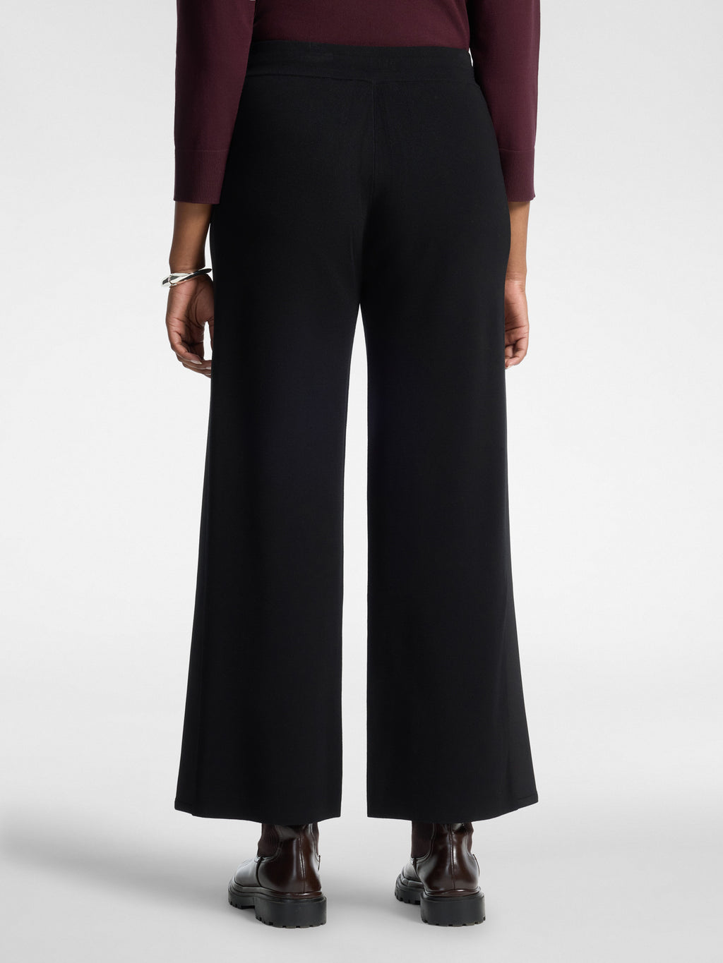 Pantaloni Palazzo in Maglia con Coulisse Nero - Elena Mirò
