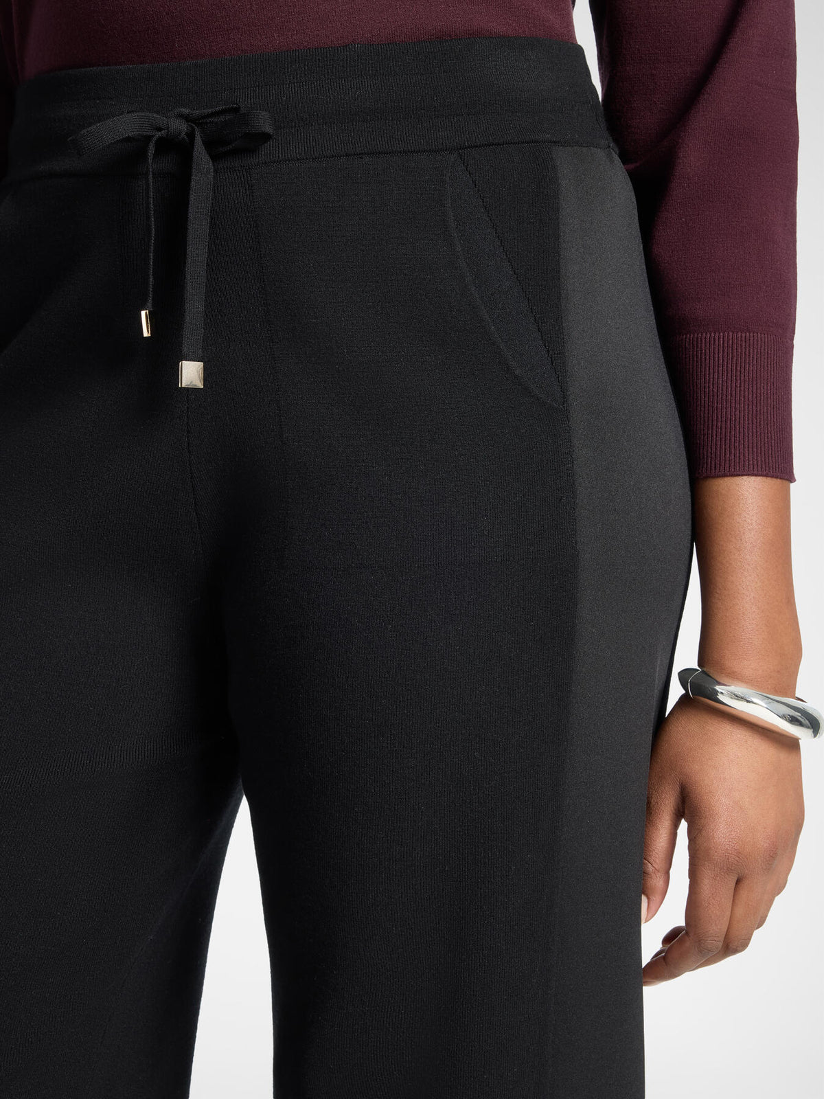 Pantaloni Palazzo in Maglia con Coulisse Nero - Elena Mirò