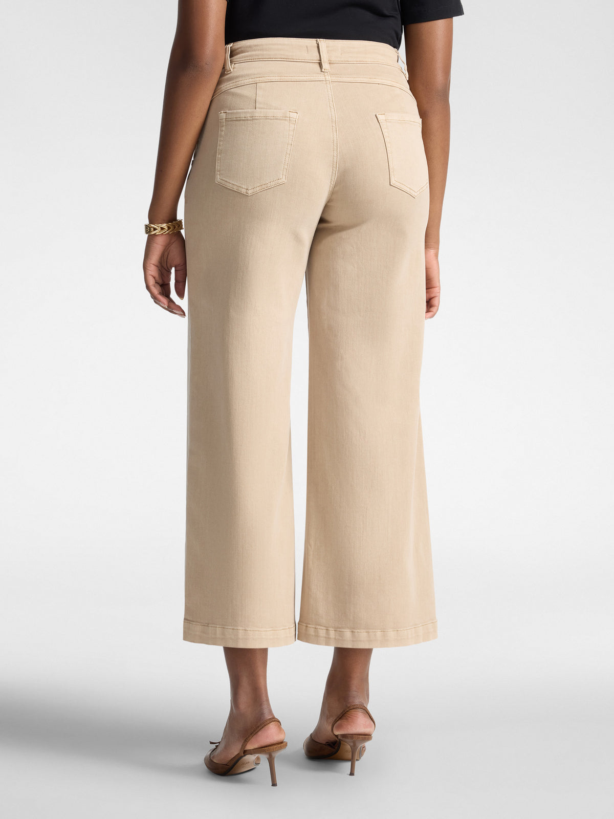 Pantaloni Palazzo Cropped Vita Alta Beige - Elena Mirò