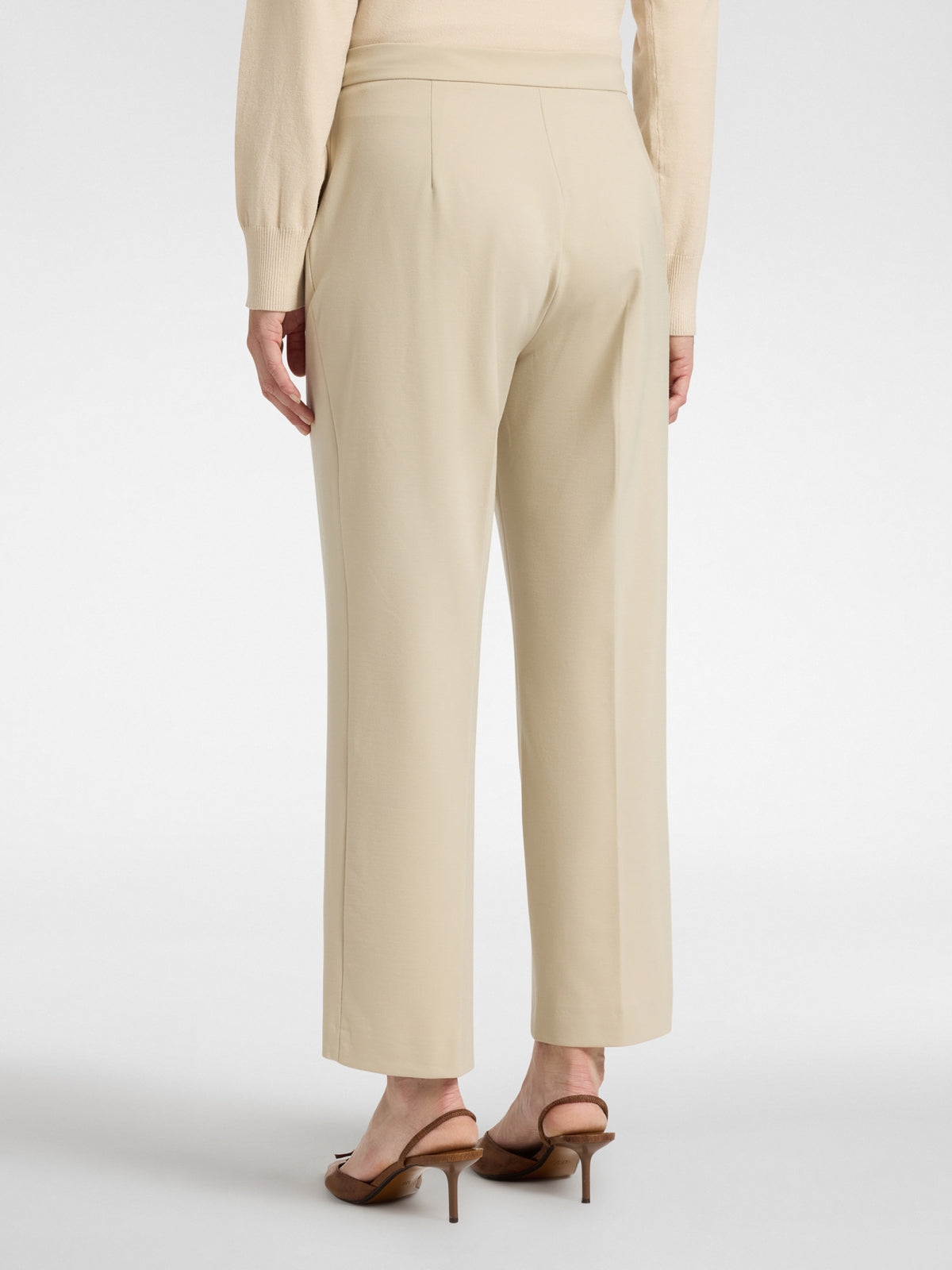 Pantaloni Chinos in Punto Milano Misto Viscosa Beige - Elena Mirò