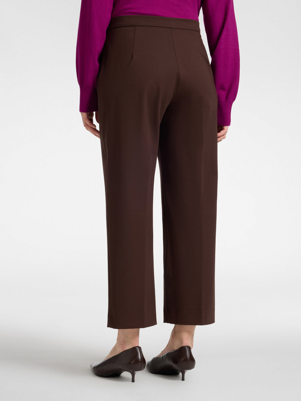 Pantaloni Chinos in Punto Milano Misto Viscosa Marrone - Elena Mirò