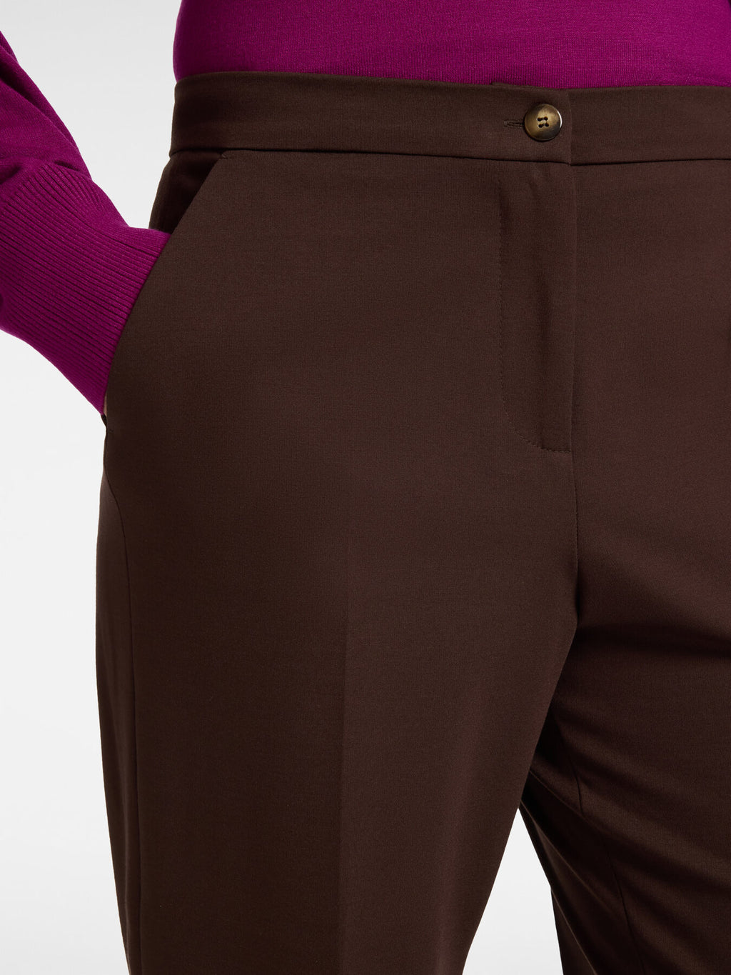 Pantaloni Chinos in Punto Milano Misto Viscosa Marrone - Elena Mirò
