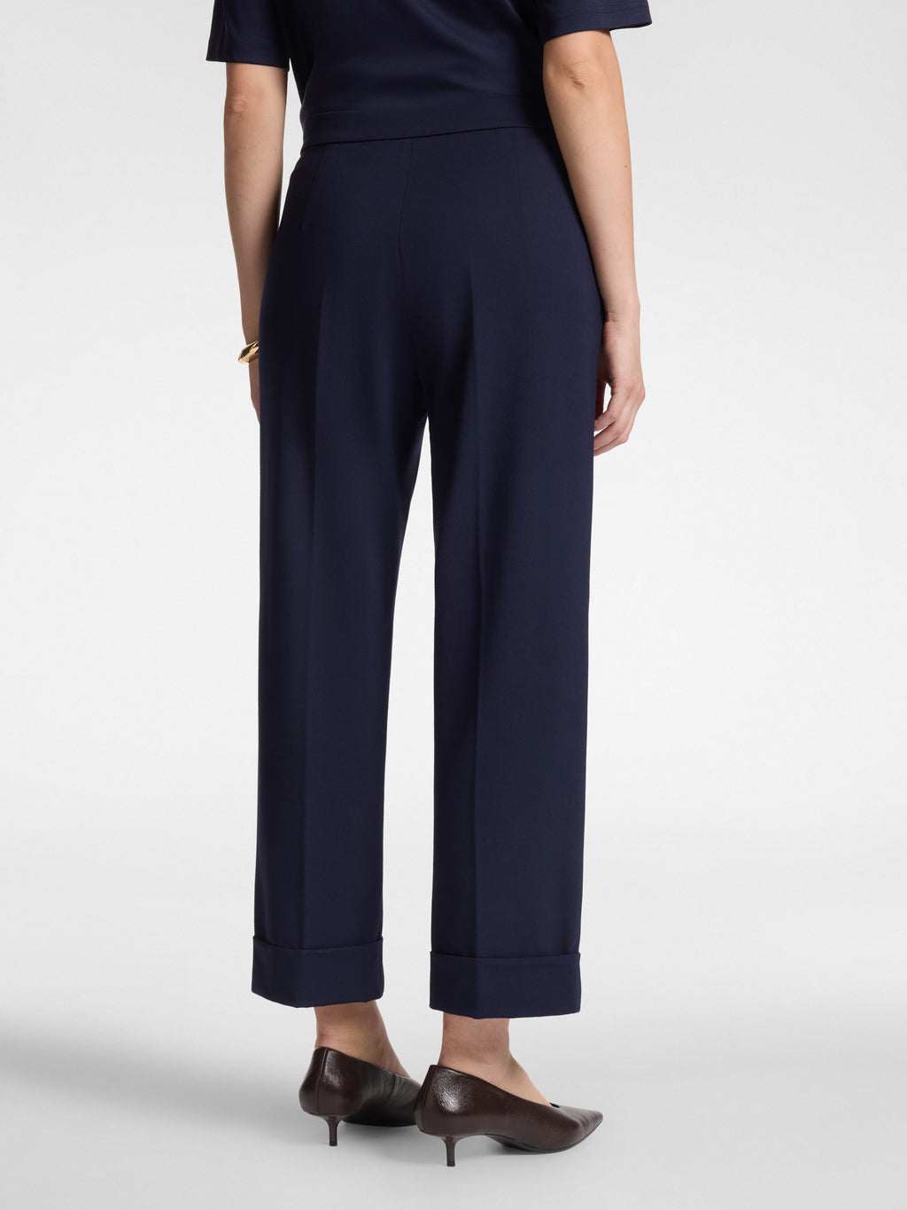 Pantaloni Chinos in Punto Milano Misto Viscosa Blu - Elena Mirò