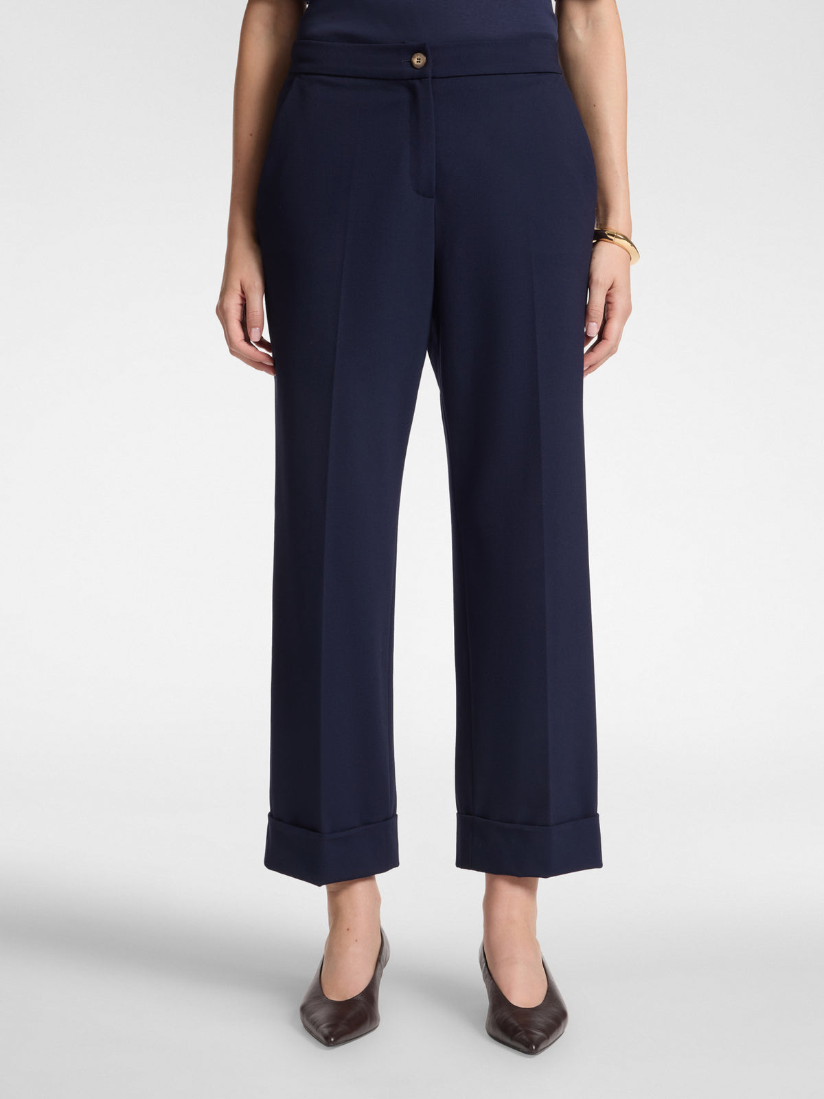 Pantaloni Chinos in Punto Milano Misto Viscosa Blu - Elena Mirò