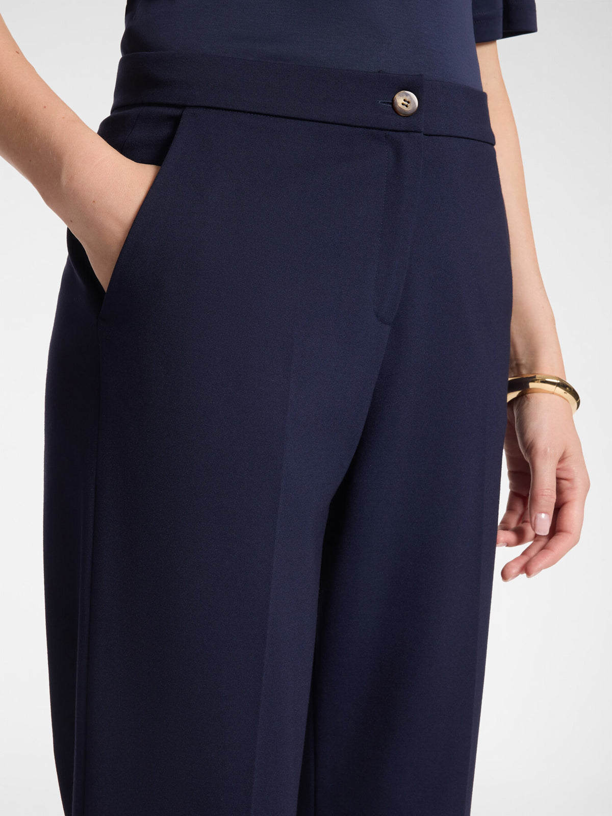 Pantaloni Chinos in Punto Milano Misto Viscosa Blu - Elena Mirò