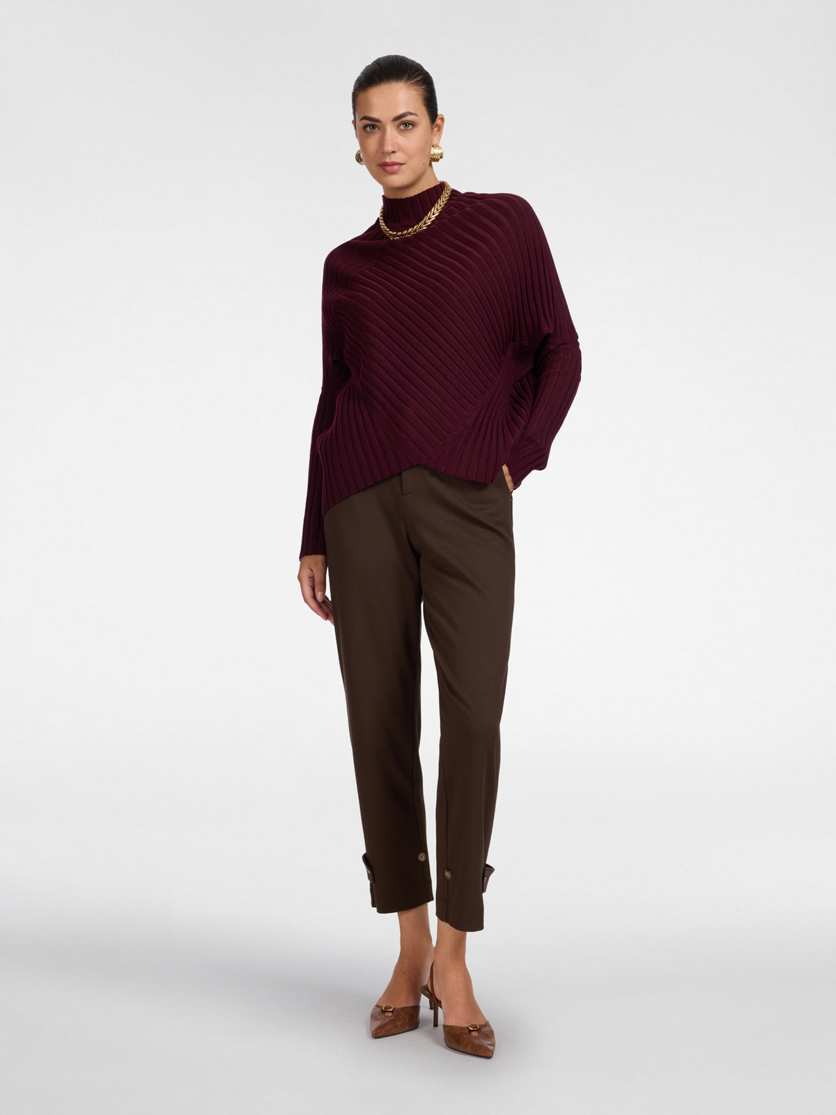 Pantaloni Slim con Cinturini al Fondo Marrone - Elena Mirò