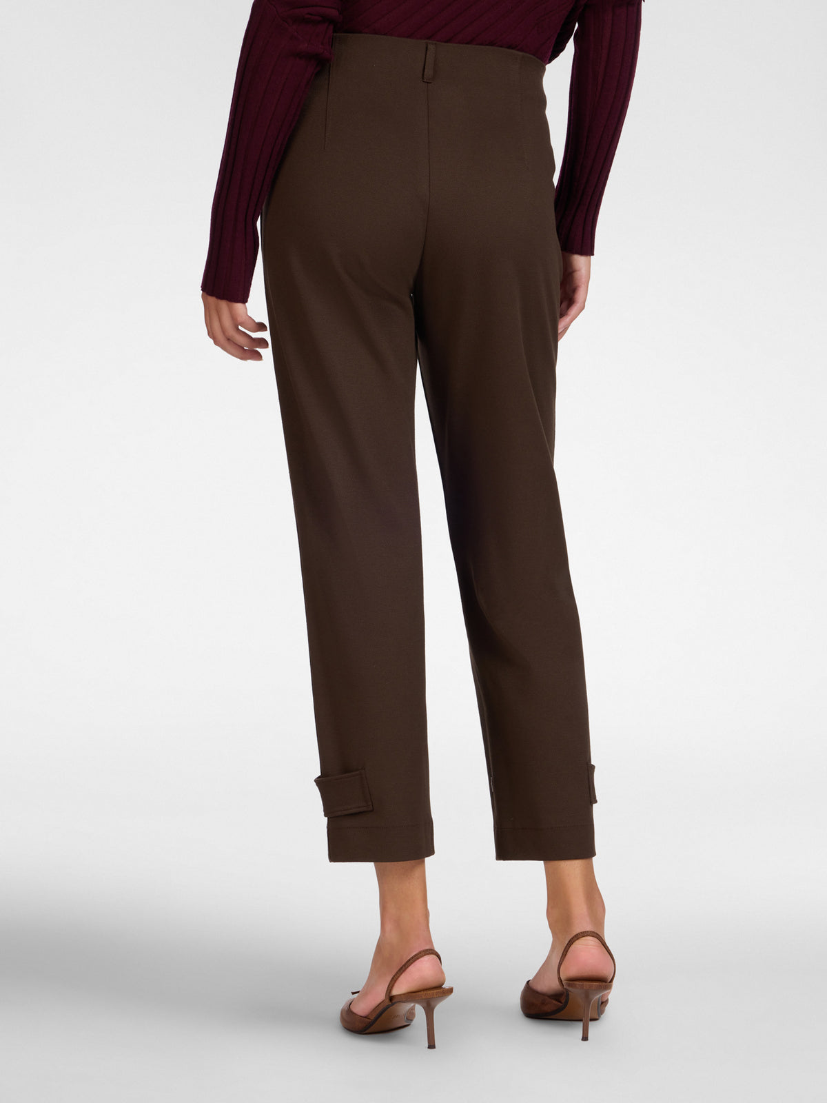 Pantaloni Slim con Cinturini al Fondo Marrone - Elena Mirò