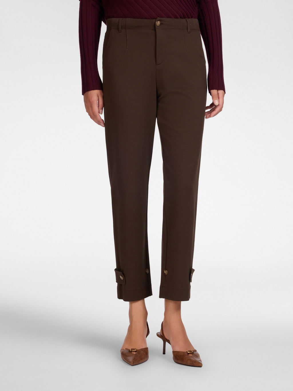 Pantaloni Slim con Cinturini al Fondo Marrone - Elena Mirò