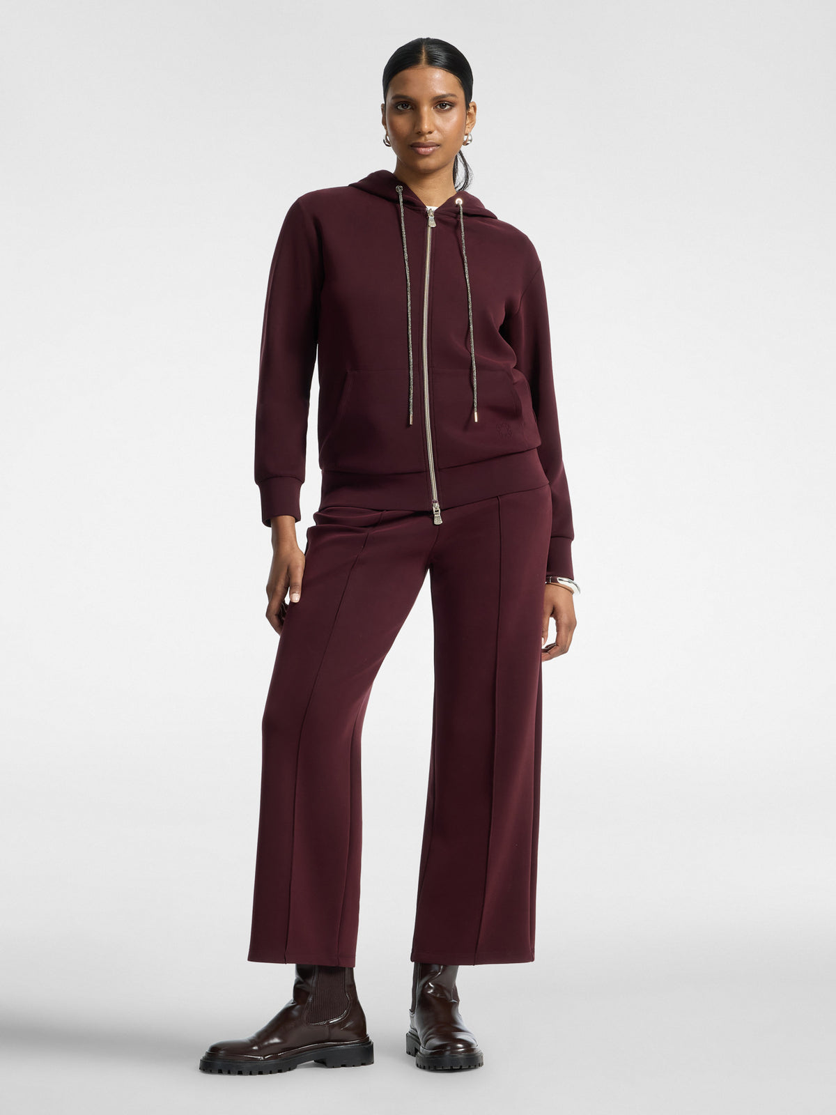 Pantaloni Cropped in Scuba Bordeaux - Elena Mirò