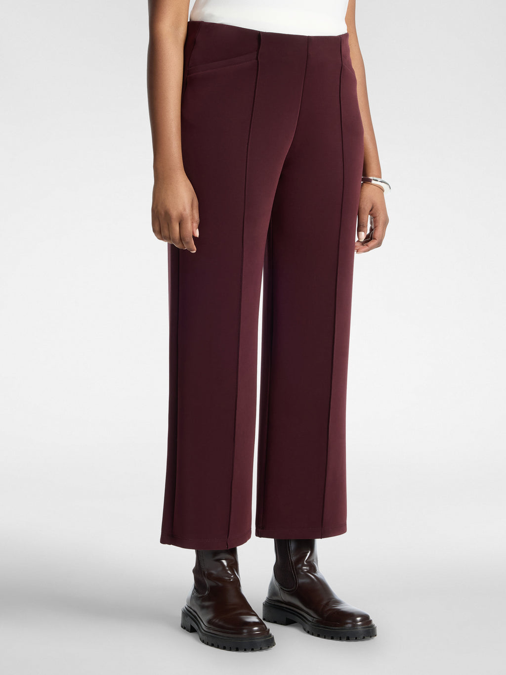 Pantaloni Cropped in Scuba Bordeaux - Elena Mirò