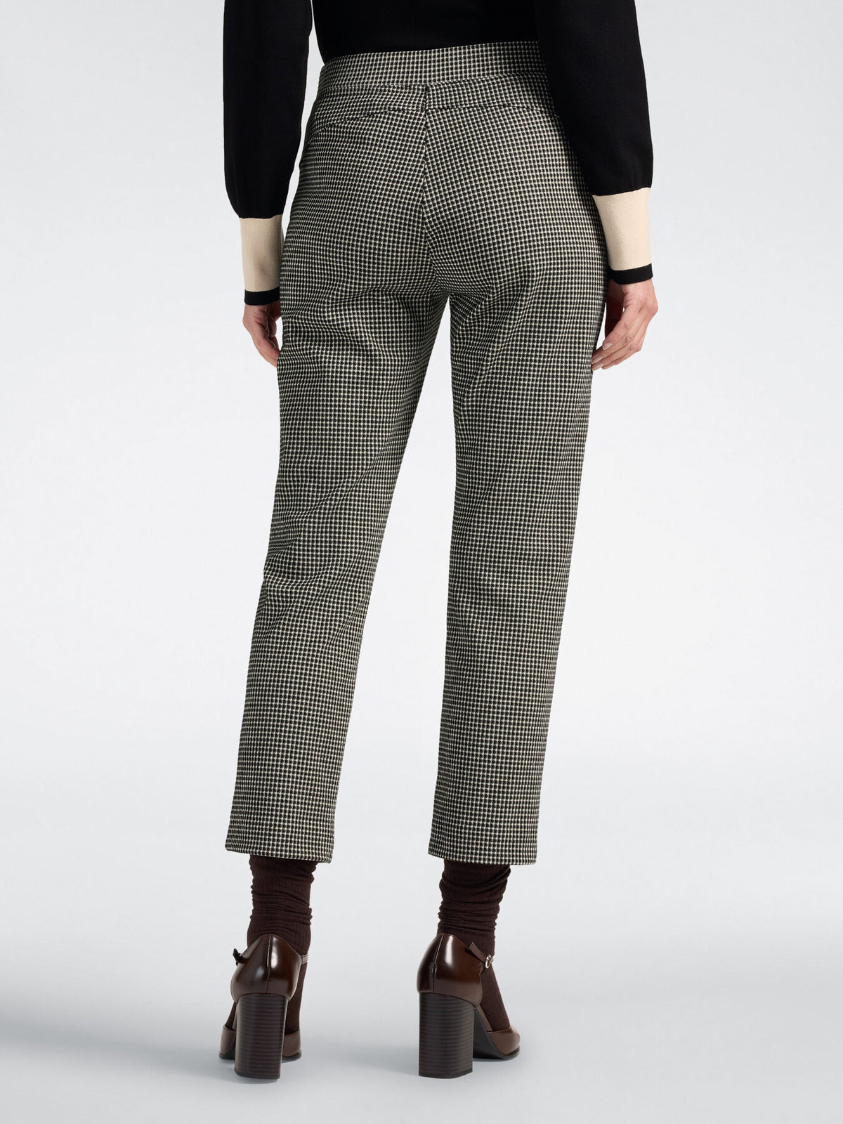 Pantaloni Slim Vichy Cropped Nero - Elena Mirò