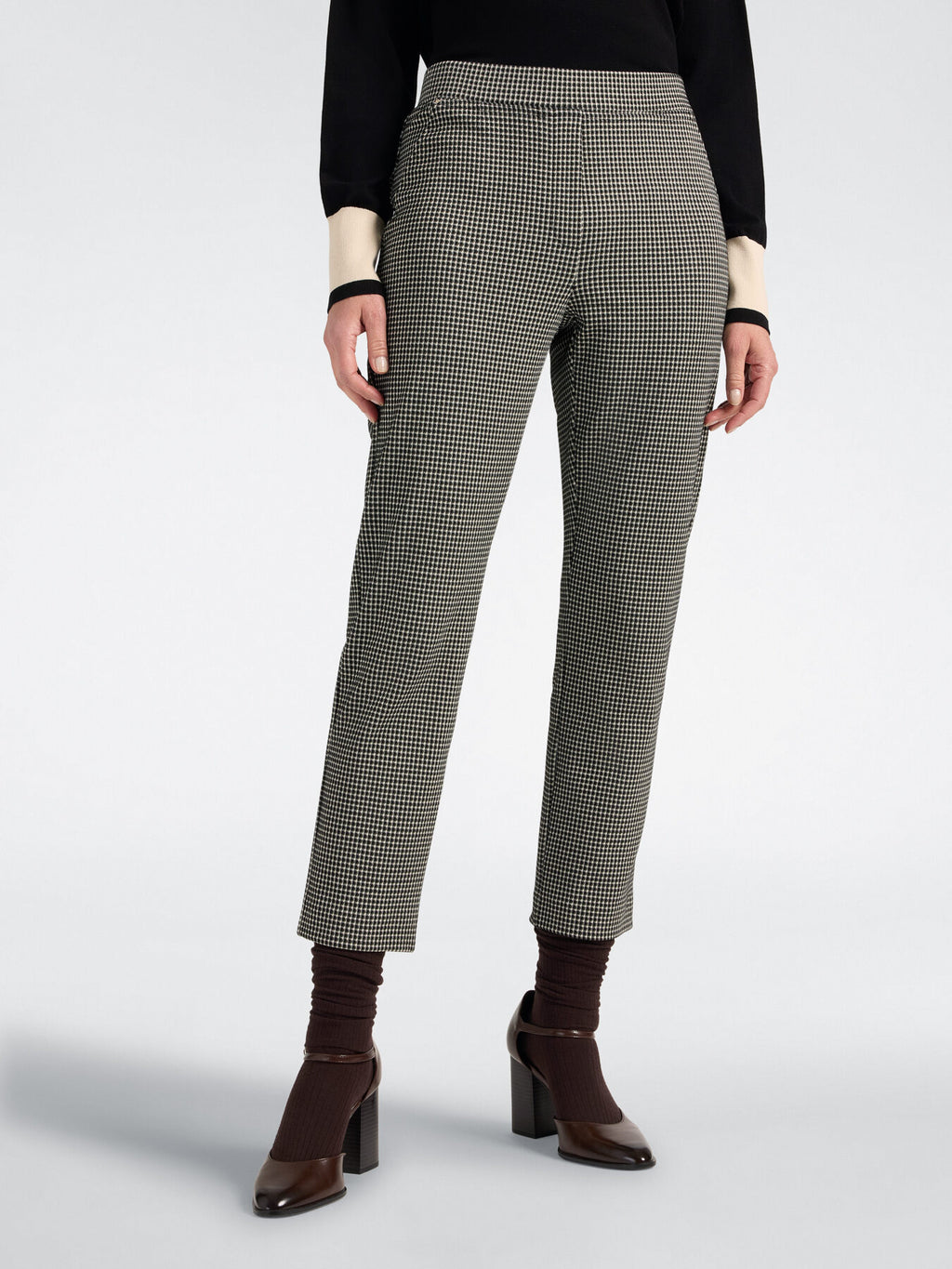 Pantaloni Slim Vichy Cropped Nero - Elena Mirò