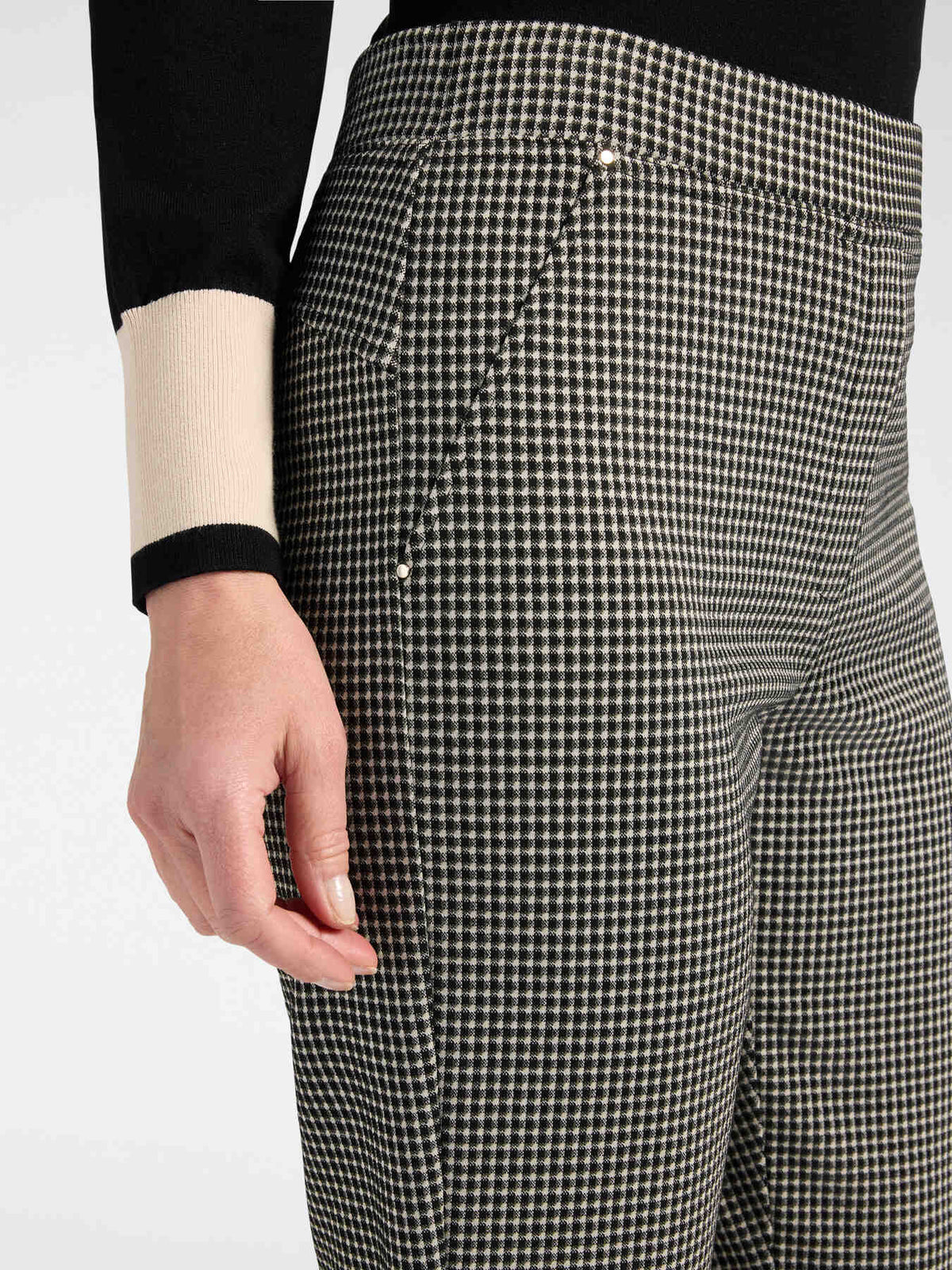 Pantaloni Slim Vichy Cropped Nero - Elena Mirò