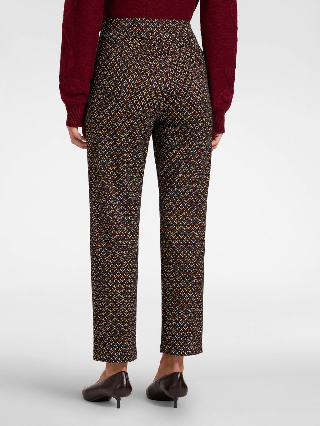 Pantaloni Dritti Jacquard Marrone - Elena Mirò