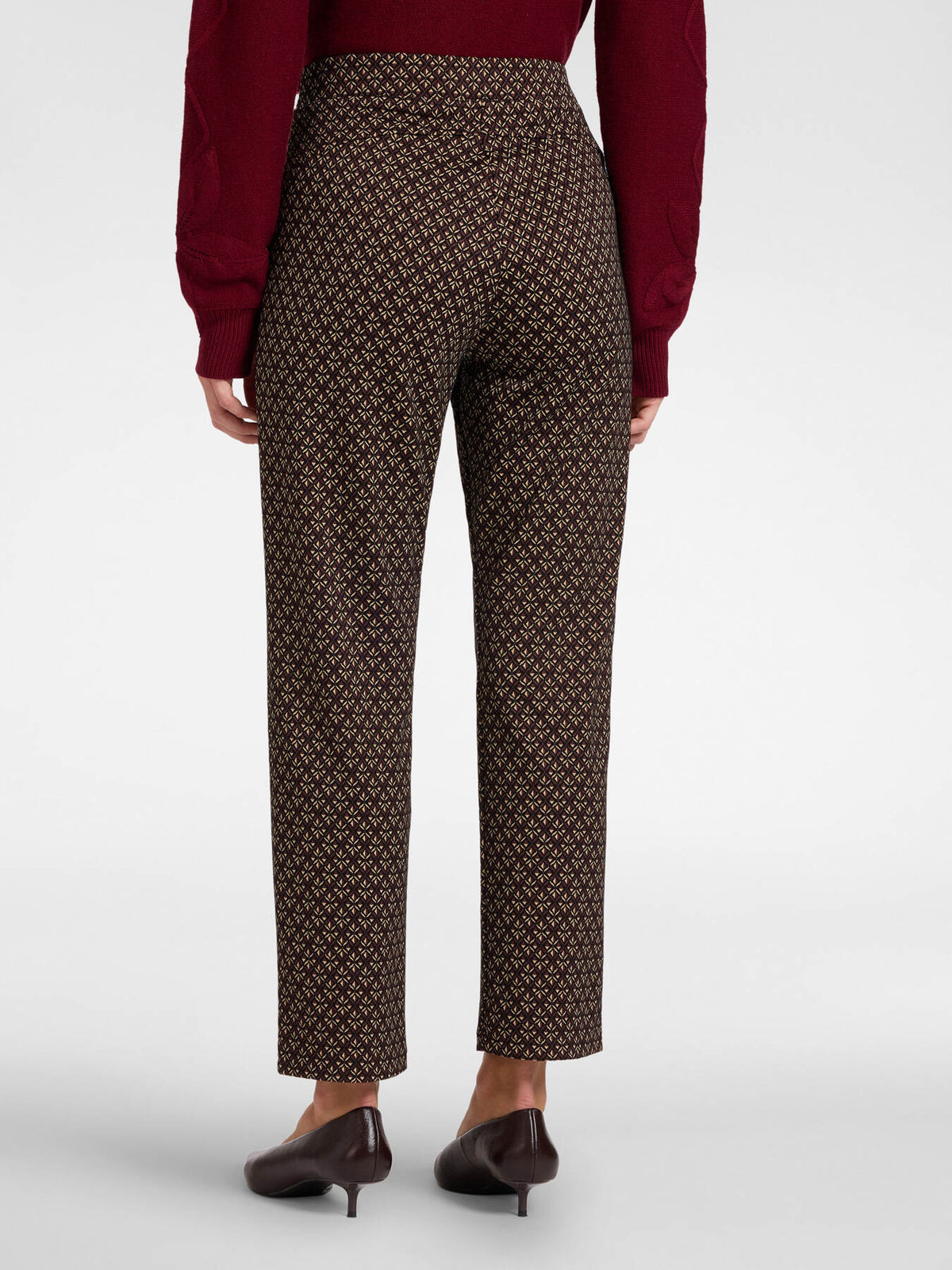 Pantaloni Dritti Jacquard Marrone - Elena Mirò