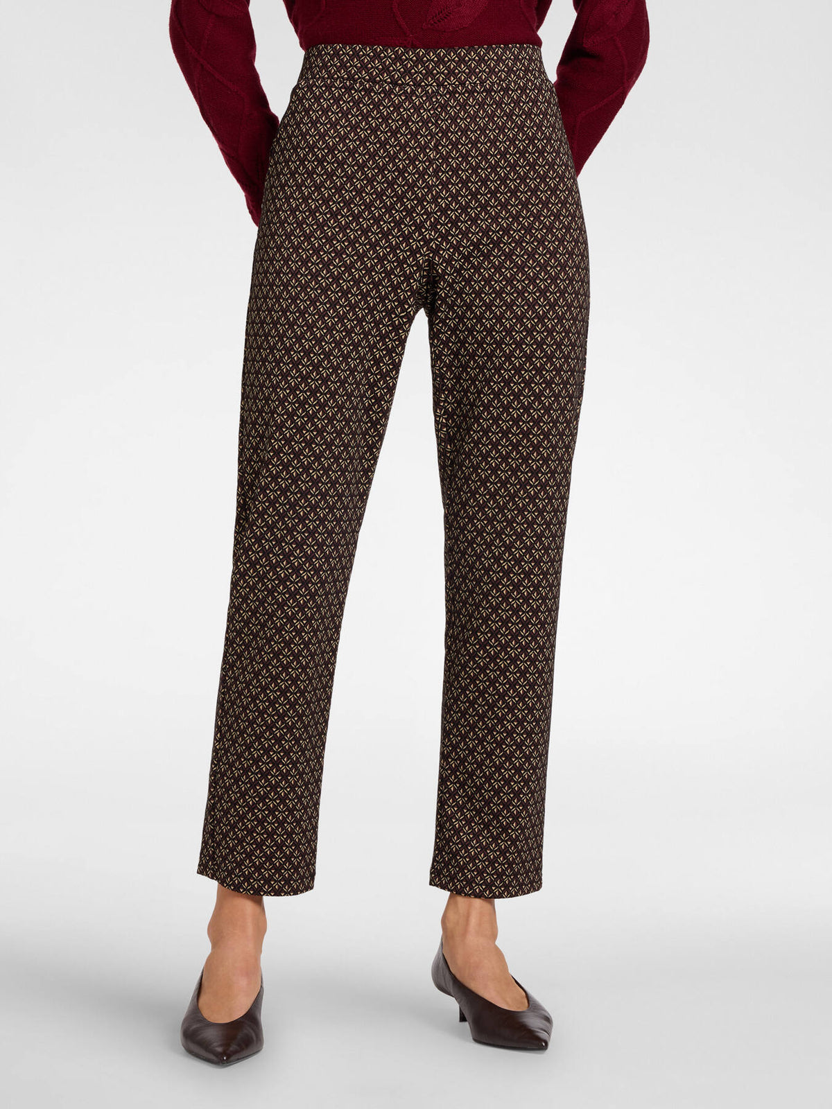 Pantaloni Dritti Jacquard Marrone - Elena Mirò