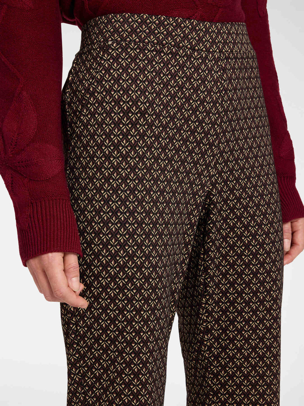 Pantaloni Dritti Jacquard Marrone - Elena Mirò
