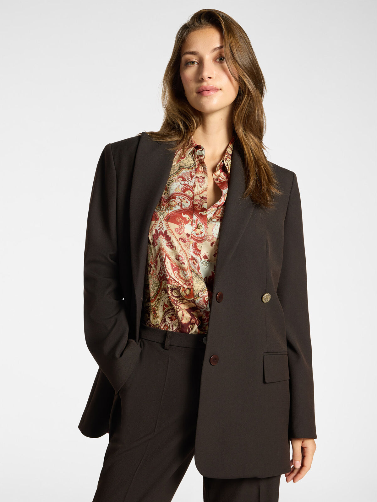 Blazer Sartoriale in Twill Misto Lana Marrone - Elena Mirò