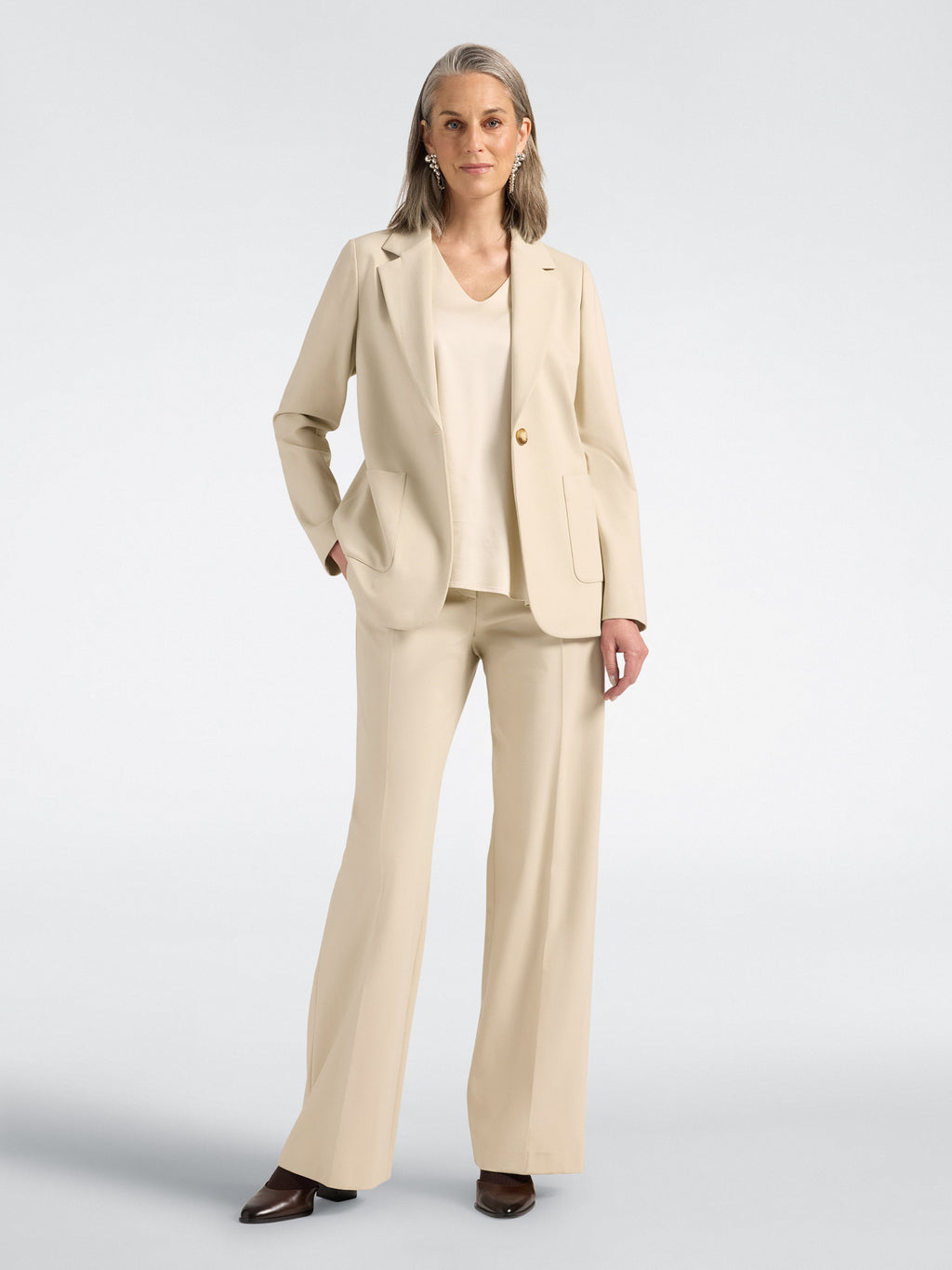 Blazer Misto Viscosa Monopetto Beige - Elena Mirò