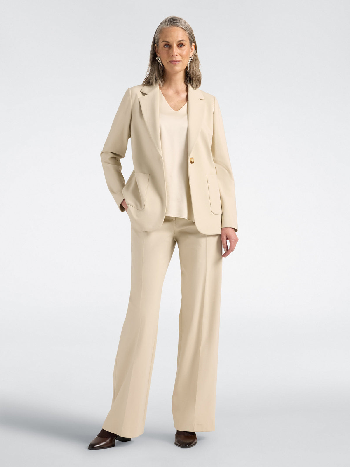 Blazer Misto Viscosa Monopetto Beige - Elena Mirò