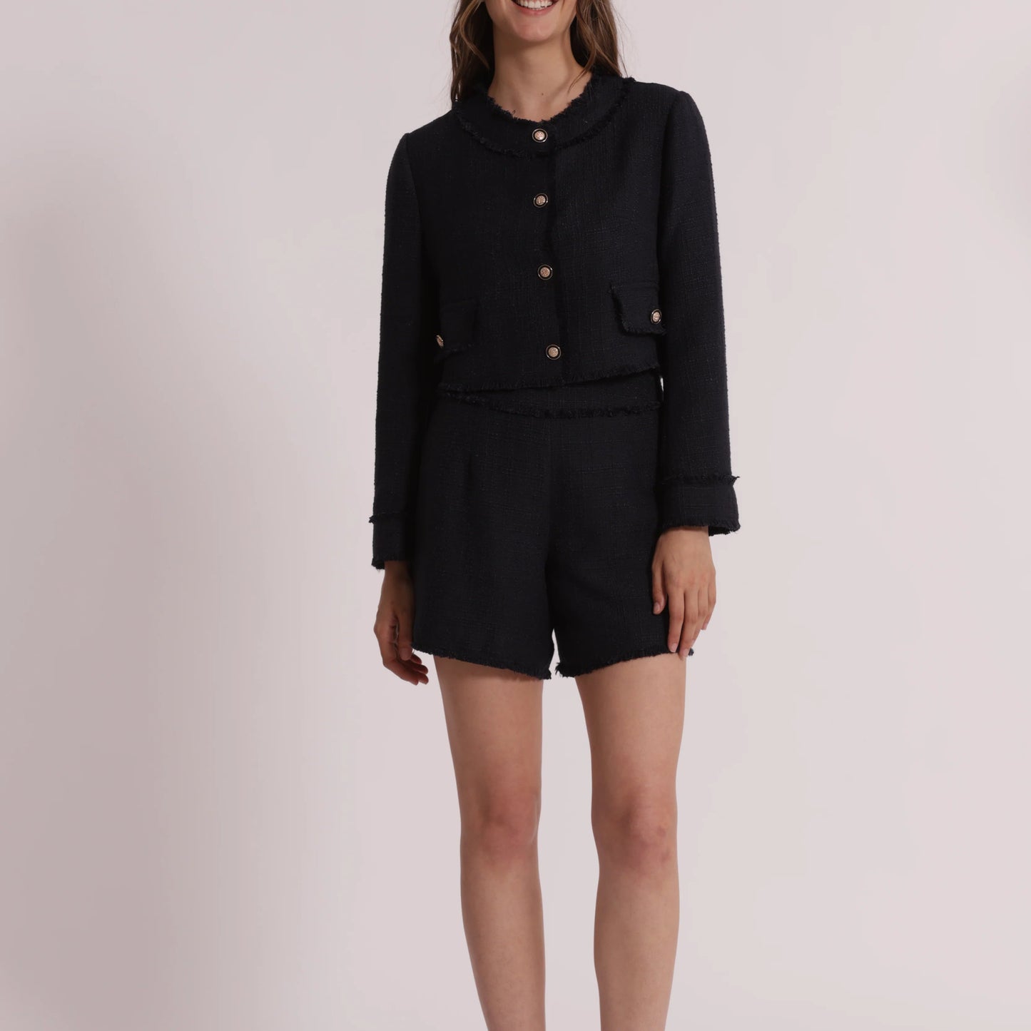 Shorts sartoriali neri vita alta Mimi-Mua