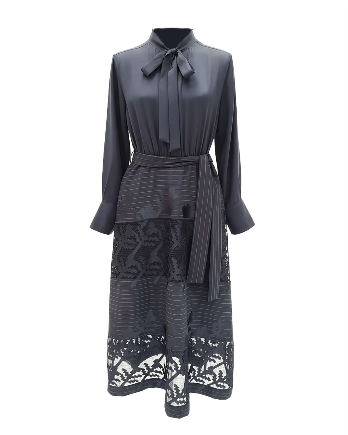 Beatrice B Abito Lungo con Fondo in Pizzo Blu