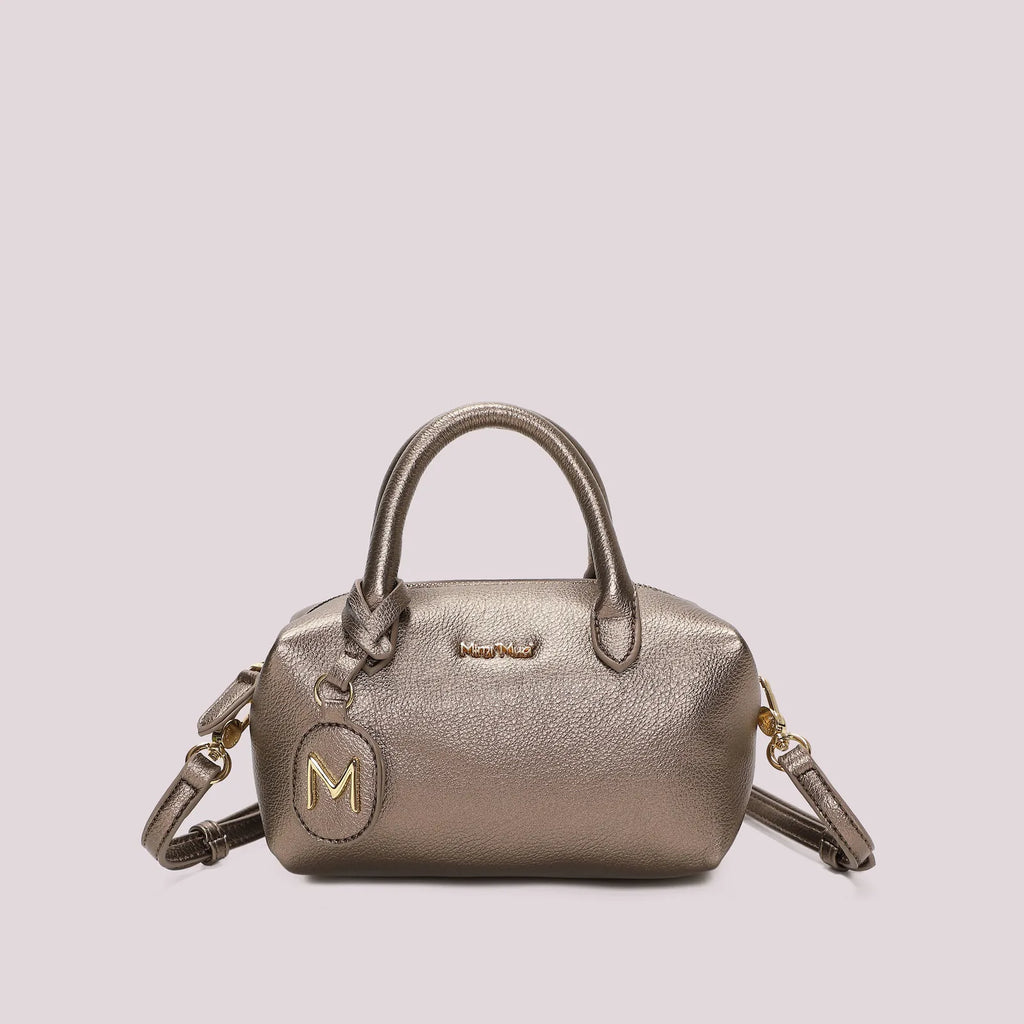 Mimi Mua Borsa a Bauletto Piccola con Targhetta Logata Canna di Fucile (Gun)